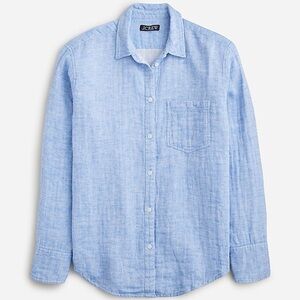 J. Crew Garçon classic shirt in cotton-linen blend gauze in blue size 0 NWOT